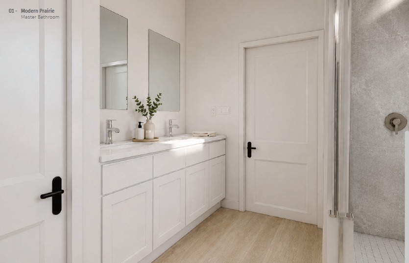 Modern Prairie primary bathroom — package reference — 4555 NW 35th Place Rd