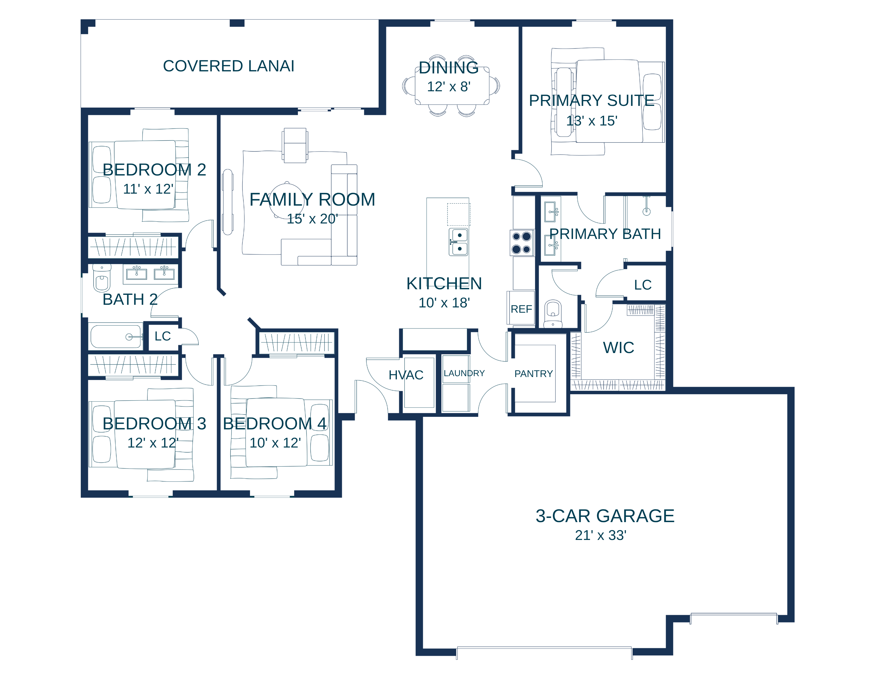 Heron X 3-Car model floor plan. Choose a highlighted room to see related photos.